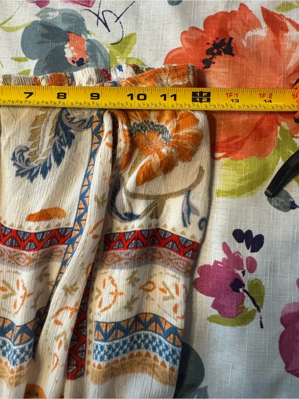 Patrons of Peace Floral Wide Leg Crop Pants XS Boho Rayon Made in India Festival - Picture 7 of 10